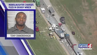 Truck driver arrested after deadly 5 semi crash
