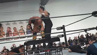 Steph De Lander Takes Out Brandon Kirk After DVD Onto Pile Of Chairs GCW CoS2