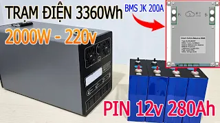 Lắp đặt BMS JK Bluetooth 200A 4-8S cho Trạm Điện 3360WH Pin lifepo4 12v 280Ah