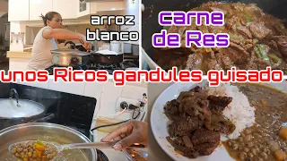 cómo guiso los# gandules  con arroz# y una Rica carne de Res#