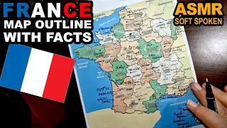 ASMR - Drawing FRANCE map outline and best known facts explained for each region | Soft Spoken