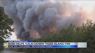 Rain helps 'calm down' Tiger Island Fire, now 50% contained