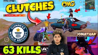 JONATHAN KE GOD CLUTCHES | WORLD RECORD? | 63 KILL | OMG😱 | KILL CHOR | LoLzZZ | MN squad