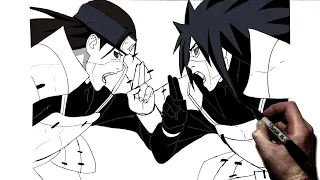 How to Draw Madara vs Hashirama | Step By Step | Naruto