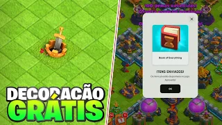 DECORAÇÃO GRÁTIS E GANHEI 1 LIVRO UNIVERSAL GRÁTIS NO MEU CV15 RUSHADO NO CLASH OF CLANS!