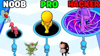 NOOB vs PRO vs HACKER | In Drag The Hole | With Oggy And Jack | Rock Indian Gamer |