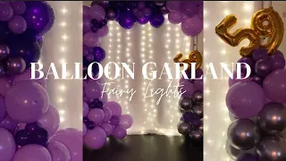 Last Minute Purple Balloon Garland Decor | Fairy Lights Backdrop | How to