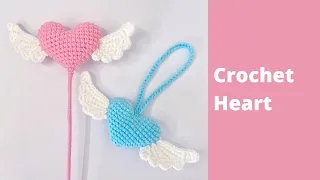 How to Crochet a Heart with Wings Tutorial 💖 Crochet Gifts Ideas for Valentines Day 🎁