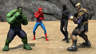 Game 5 Superheroes pro : Spider Man attacks Hulk vs Venom vs Avengers to rescue Thanos