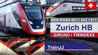 4K Swiss Trains Zurich Hb | SBB RABe 501 Giruno EC 317 | RABe 502 Twindexx Swiss Express | RABe 511