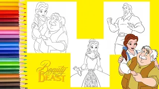 Disney Princess Coloring Belle Gaston Father Maurice Beauty and the Beast Coloring Book