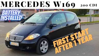 Mercedes A class 200 CDI w169 started after almost 1 year and battery installed , Batterie eingebaut
