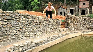 Build Rock Wall To Prevent Landslides - Living Off Grid Single Mother Build Underground Shelter