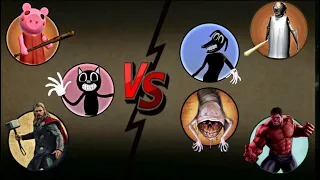 Piggy, Cartoon Cat, Thor Vs Granny, Cartoon Dog, Bridge Worm and Red Hulk