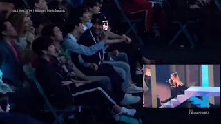 [Fancam] BTS reacts to Ariana grande "No Tears Left to Cry" at the BBMAs 2018