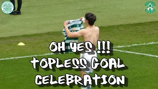 Oh Yes !!! Oh Hyeon-gyu 오현규 - Topless Goal Celebration -  Celtic 3 - Hibs 1 - 18 March 2023