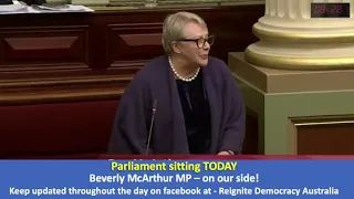 Parliament sitting Sept 1st - Bev McArthur MP