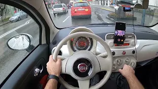 Test Drive Fiat 500 1.2 Gasoline (ASMR) - Acceleration, Engine View & Emergency Braking