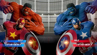 Red Hulk & Red Captain America VS Blue Hulk & Captain America - Marvel vs Capcom Infinite