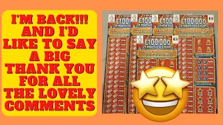 New £5 Lottery Scratch Cards. £25 of £100k a month for a year scratch cards scratched off.