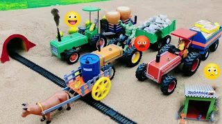 Mini Tractor transporting Parle-G biscuit. Bolder. Chicken rice and Cow trolley Diesel ⛽ | Diy TF