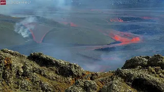 Surreal Images of Lava quickly Moving Downhill at Iceland Volcanic Eruption