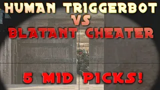 Human Triggerbot Gets 5 Mid Picks VS BLATANT CHEATER!