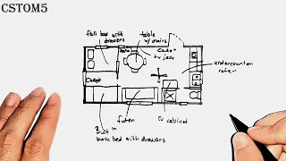 Small 12 x 24 Guest House Plan Cabin Floor