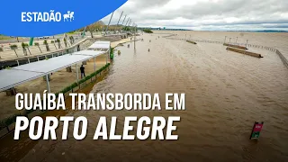 Nível do Guaíba transborda em Porto Alegre e água atinge áreas de lazer; veja