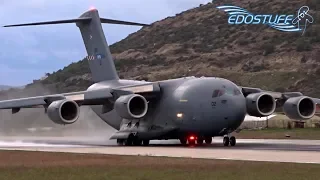 Boeing C-17A Globemaster III SHORT! WET! CLOSE-UP! LOUD! TAKEOFF!