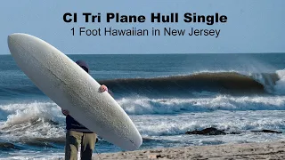 Pumping SURF on CI Tri Plane Hull Single Fin Surfboard in New Jersey