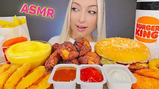 ASMR EATING BURGER KING, FRIED CHICKEN, ONION RINGS, SHRIMP, FRIES, 버거킹 햄버거 (CHEESE) MUKBANG 먹방, 4K