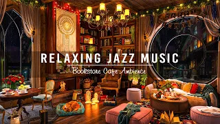 Warm Jazz Instrumental Music in Cozy Bookstore Cafe Ambience ~ Jazz Relaxing Music to Working, Study