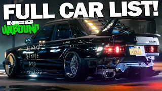 Need for Speed Unbound -  ALL CONFIRMED CARS | Full car list + NEW CARS!