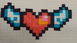 Сердце с крыльями - Рисунки по клеточкам | How to draw a heart with wings - Pixel art