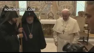 Pope Francis prays with Head of the Armenian Church, Karekin II