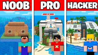 Batalha de Construção de ILHA de NOOB vs. PRO vs. HACKER!