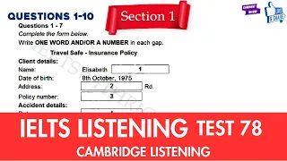 Practice IELTS Listening | Test 78 (Travel Safe - Insurance) | Cambridge Listening | Practice Now