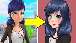 Персонажи Леди Баг и Супер Кот в стиле Аниме |  Miraculous Ladybug Characters As Anime