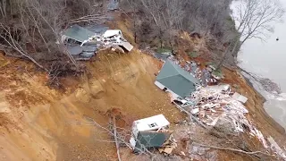 RAW VIDEO: Scene after 2 homes crash down hill in landslide