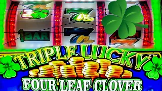 Progressive Jackpot Triple Lucky Four Leaf Clover 3 Reel Slot