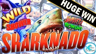 HUGE WIN *NEW SLOT* SHARKNADO Slot Machine Amazing Bonus w/Retriggers!