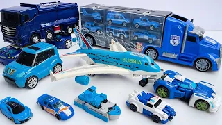 New Blue Transformers Car Parking Lot: Off-Road Truck Police Crane Airplane Ship Robot Tobot