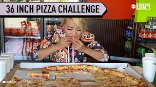 Raina DOMINATES 36-inch pizza eating challenge | Bite Size