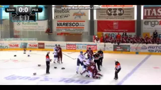 HC Sparta Praha vs Adler Manheim line brawl 16/8 2015