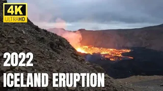 Hiking next to erupting volcano! Meradalir Eruption, Iceland!  🌋 12.08.22 4K