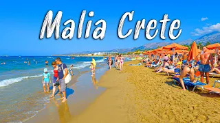 Crete Greece, Malia Crete, walking tour in 4K, Greece 2022