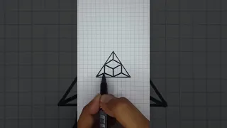 3D Illusion Drawing on Grid Paper