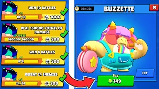 ✅ I Got BUZZETTE SKIN! Complete QUESTS NONSTOP! Brawl Stars