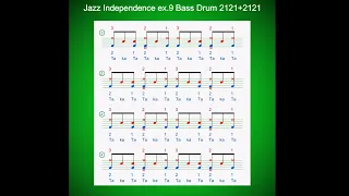 Jazz Independence Exercise 9 Bass Drum 2121 + 2121